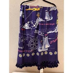 NEW MAISON COMMON embroidered scarf in blue multi